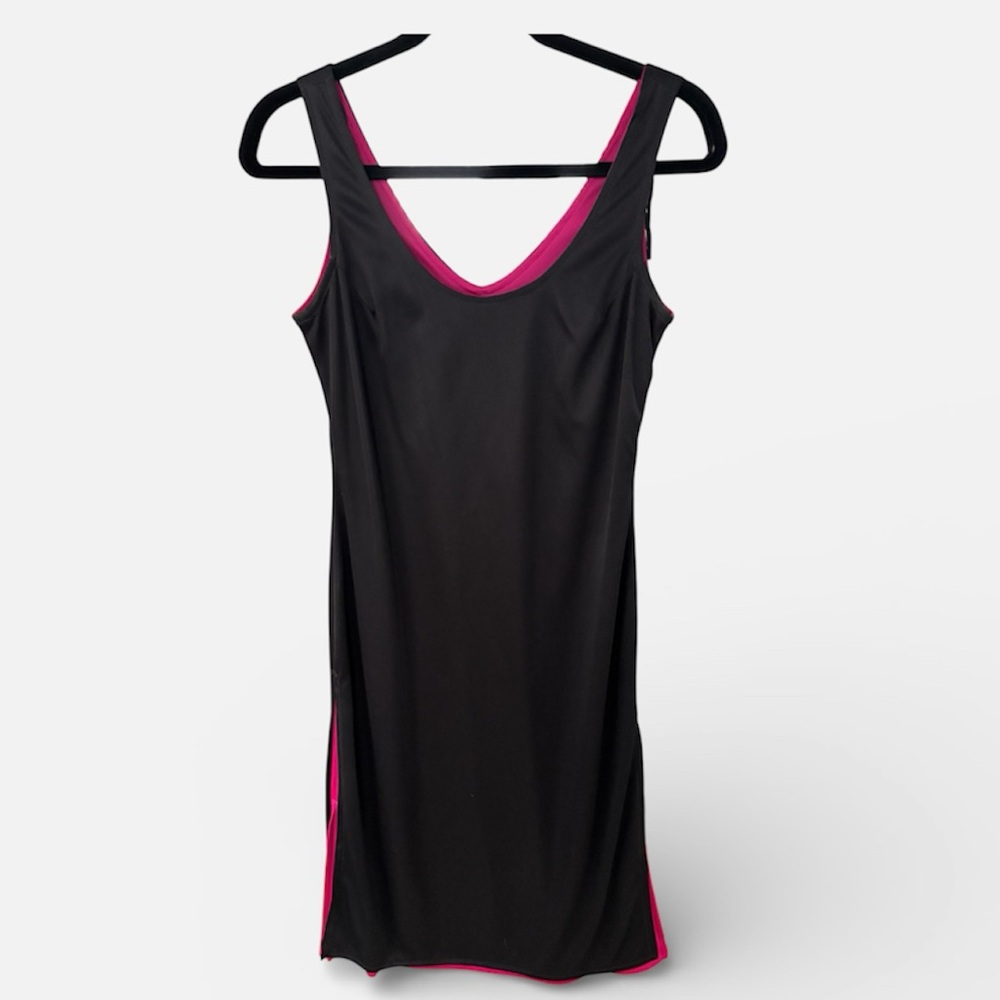 ❤️Vintage Tunic Black and Pink Layer Dress with side slits, Small